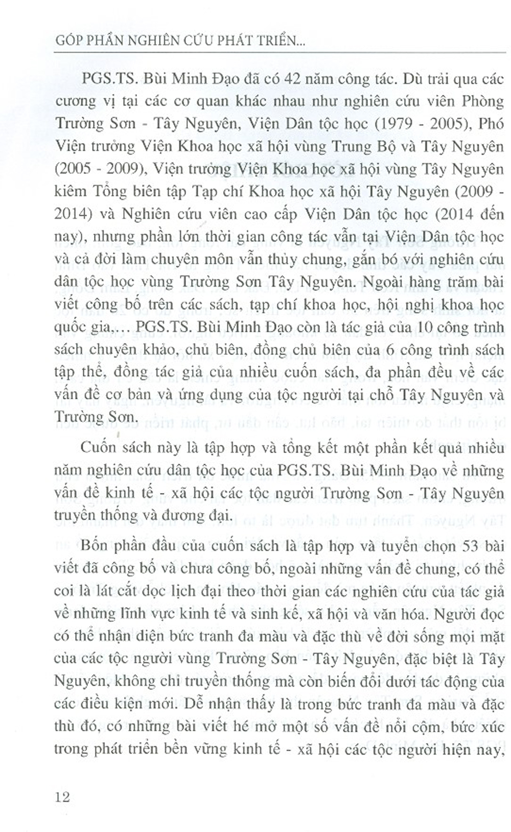 Góp Phần Nghiên Cứu Phát Triển Bền Vững Các Dân Tộc Thiểu Số Tại Chỗ Vùng Trường Sơn Tây Nguyên