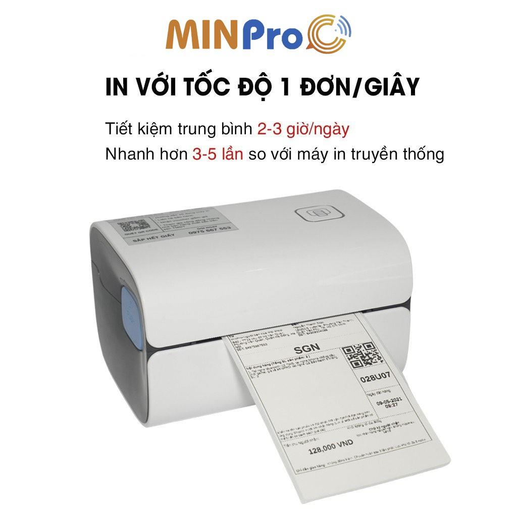 Máy in nhiệt MINPRO W300 in đơn hàng TMĐT kèm khay và 500 tờ giấy in nhiệt a7 76x130mm bảo hành 12 tháng