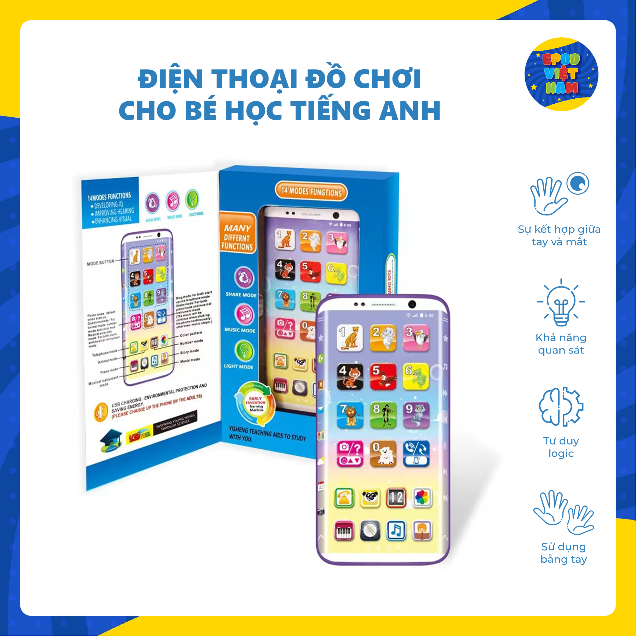 Điện Thoại Đồ Chơi Trẻ Em Học Tiếng Anh - Đồ Chơi Phát Triển Ngôn Ngữ