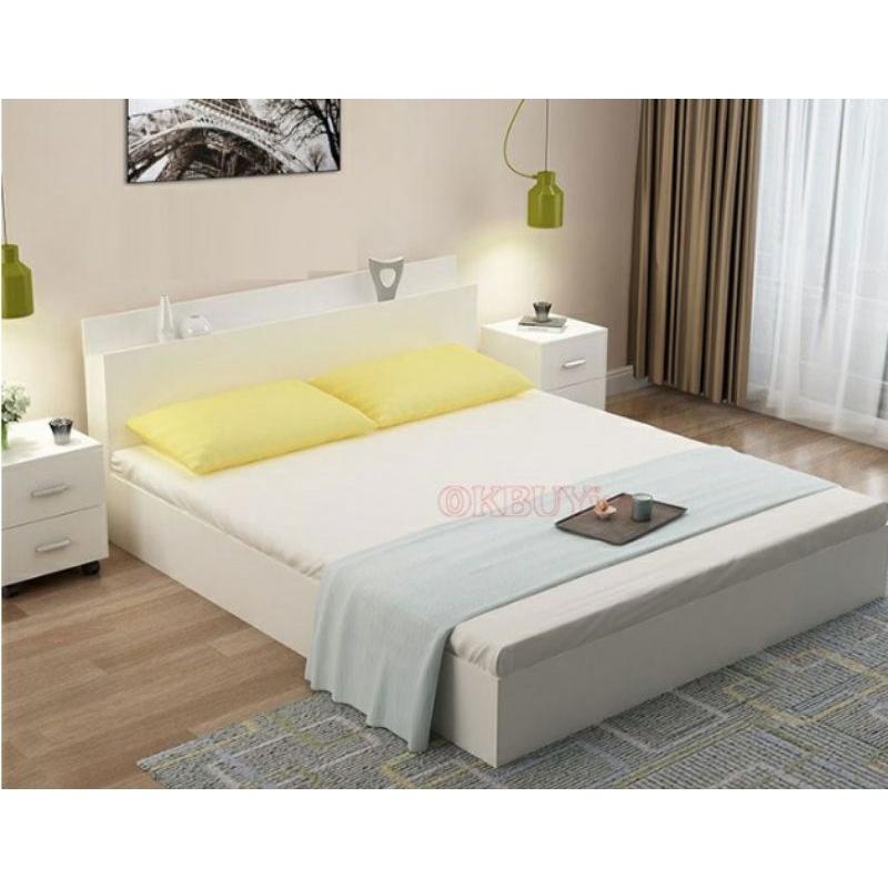 GIƯỜNG GỖ MDF PHỦ MELAMINE CHỐNG XƯỚC CÓ KÈM KỆ ĐỂ ĐỒ ĐẦU GIƯỜNG CHẤT LIỆU MDF CAO CẤP GIÁ RẺ NHẤT MIỀN BẮC