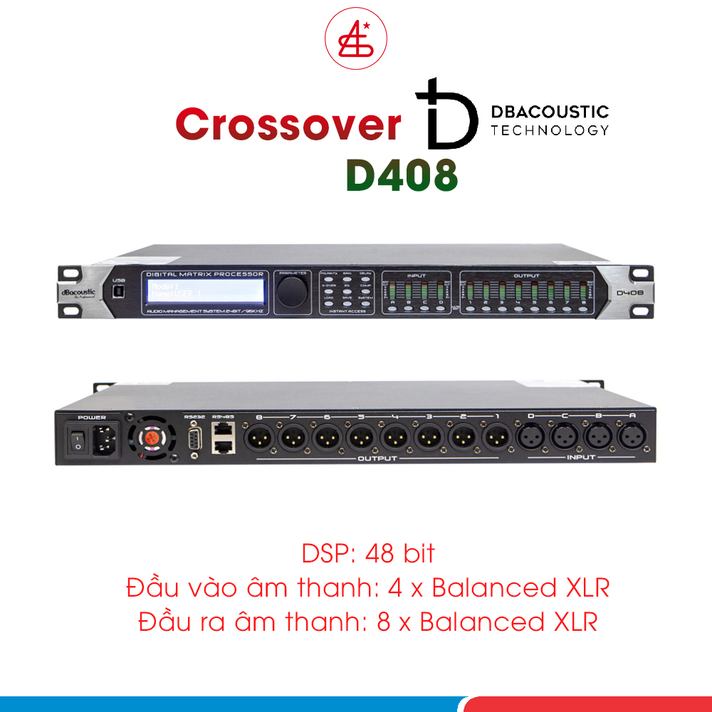 Crossover số DBACOUSTIC D408, 4 IN 8 OUT, hàng chính hãng