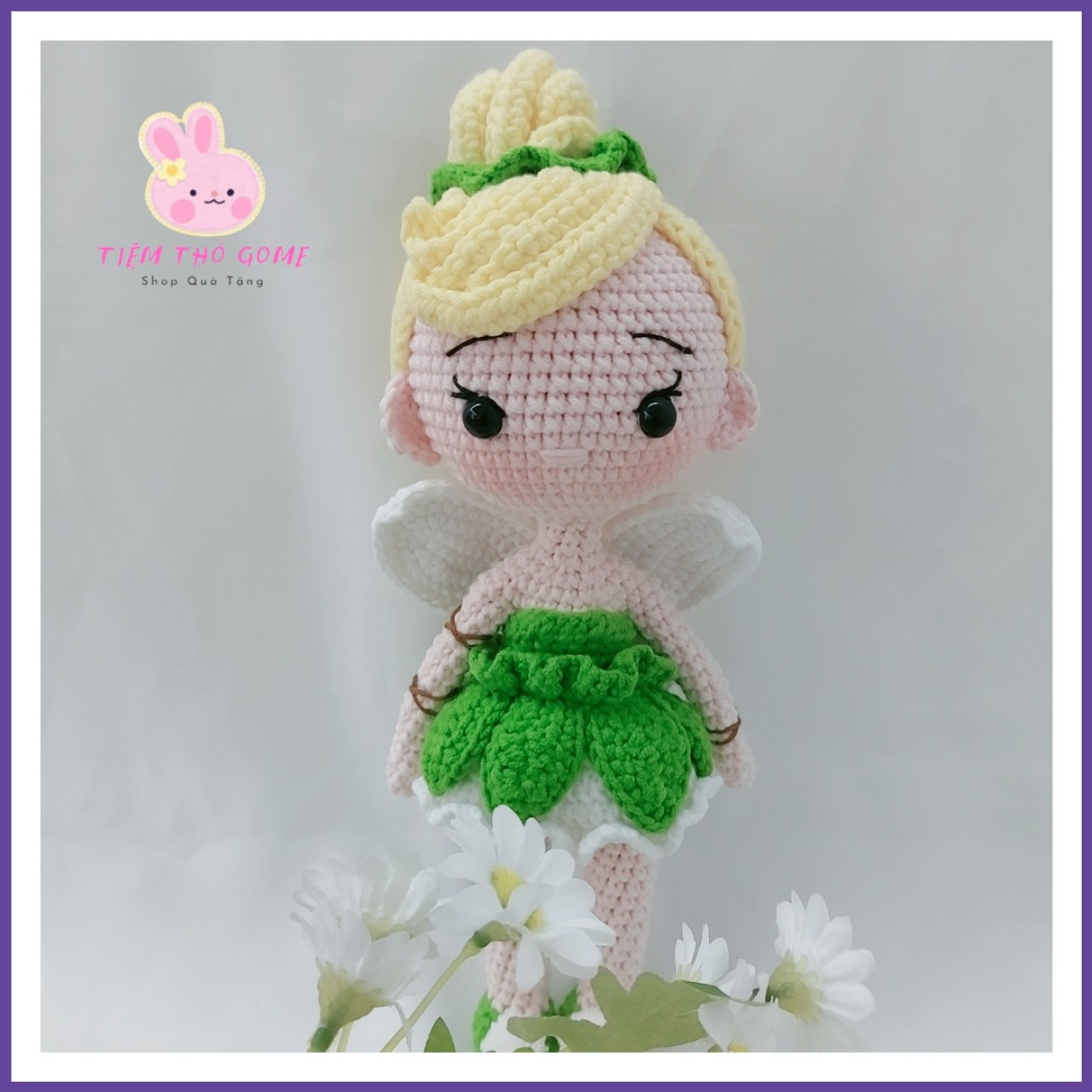 Búp bê nhồi bông, búp bê len móc handmade, Nàng tiên Tinker Bell , quà tặng cho bé