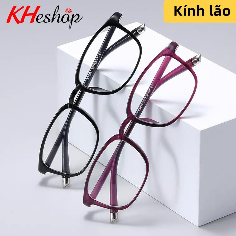 Kính viễn thị đọc báo, tròng TR90, nhìn xa gần, gọng vuông bầu, thay đổi độ linh hoạt phù hợp góc nhìn 3 màu tím, đen