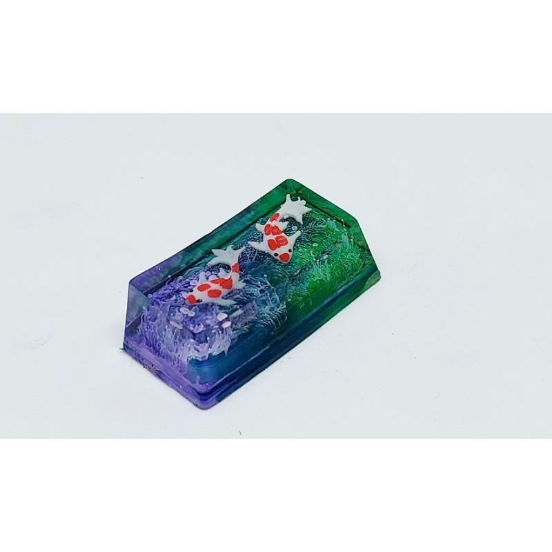 Keycap artisan cá koi 2u trang trí bàn phím cơ gaming (tone tím xanh)