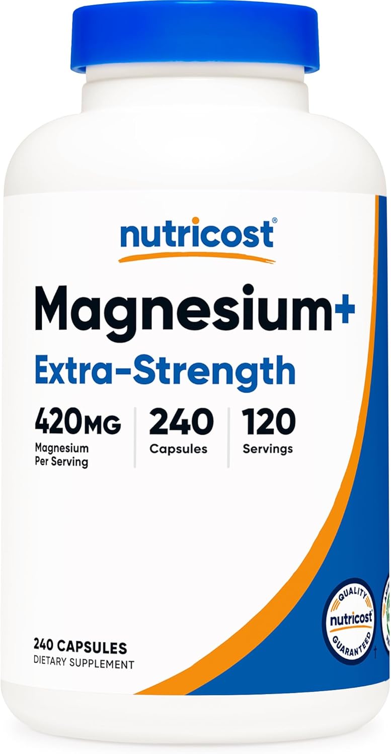 Viên Uống Nutricost Magnesium Extra Strength (420mg), Hỗ Trợ Xương, Giảm Stress và Cơ Bắp