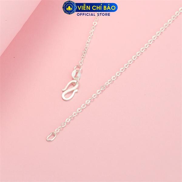 Dây chuyền bạc nữ đá vuông trắng, vòng cổ nữ bạc 925 thời trang phụ kiện trang sức nữ Viễn Chí Bảo M400169 + D400143x