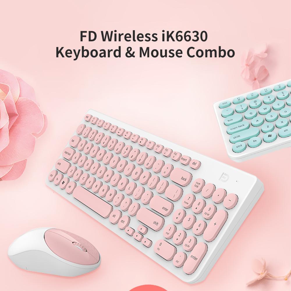 Bộ bàn phím và chuột không dây FUDE iK6630 2.4GHz phím tròn thông minh,tiết kiệm điện năng