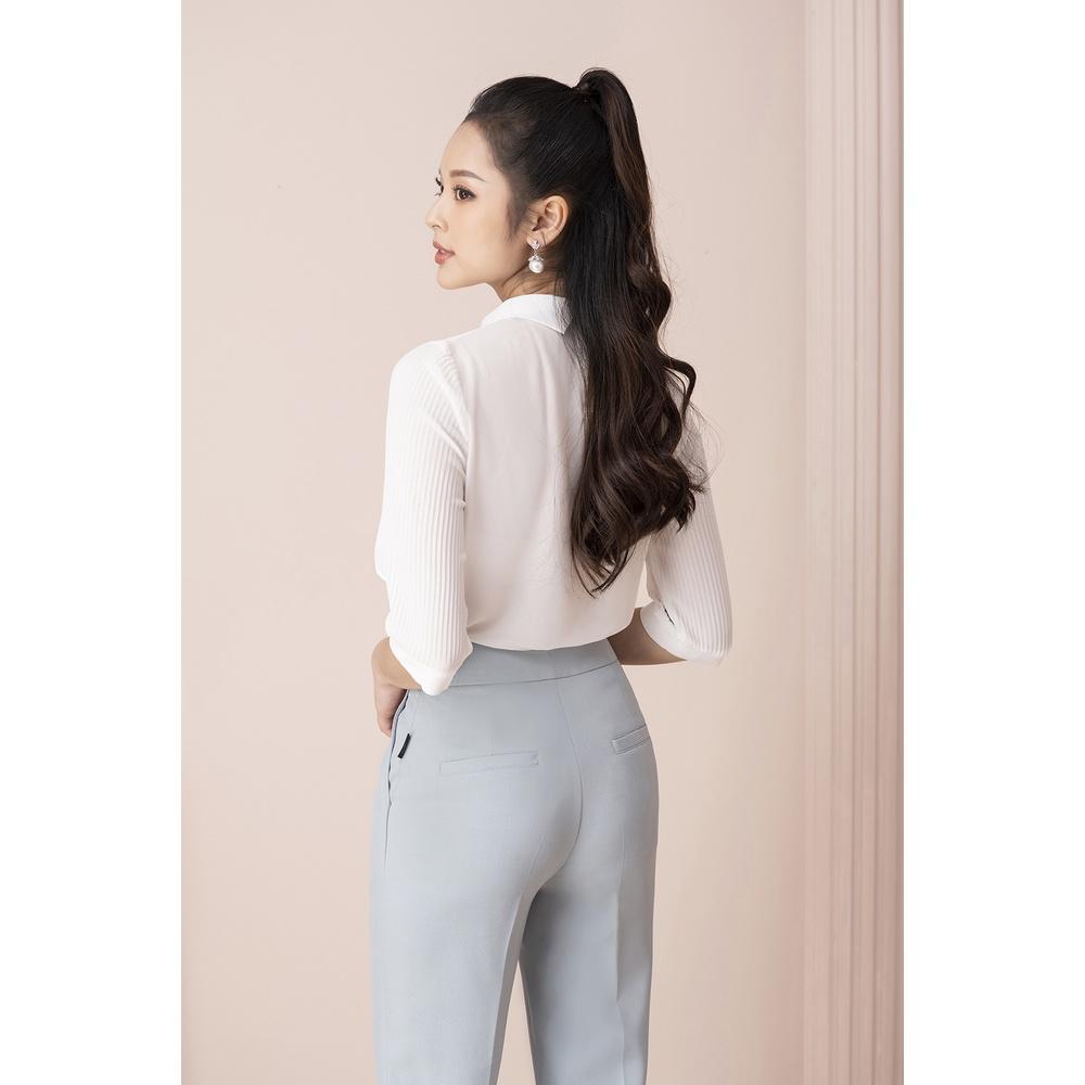 Áo Sơ Mi Nữ Tay Lỡ LUPERI LFSM1210 Cổ Cách Điệu, Chất Voan Hàn Mỏng Nhẹ, Thoáng Mát