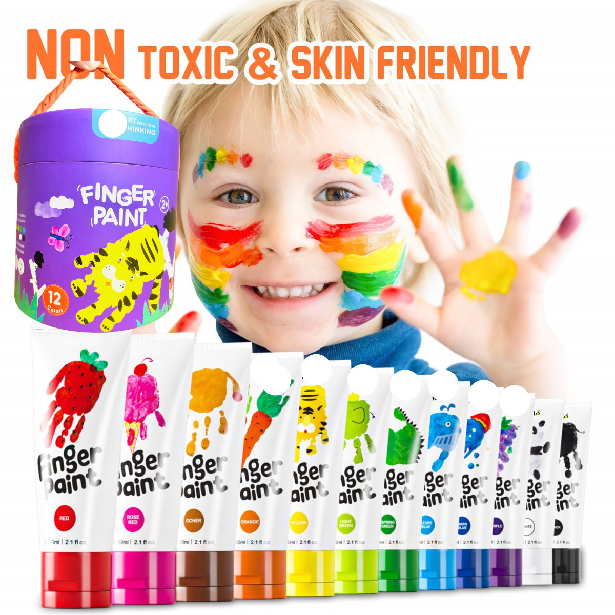 Màu vẽ bằng tay Finger Paint có 2 loại 6 tuýp và 12 tuýp cho bé lựa chọn