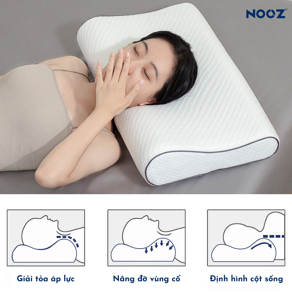 Gối ngủ Memory Foam Contour NOOZ Home Goods ruột cao su non, gối chống trào ngược người lớn nằm