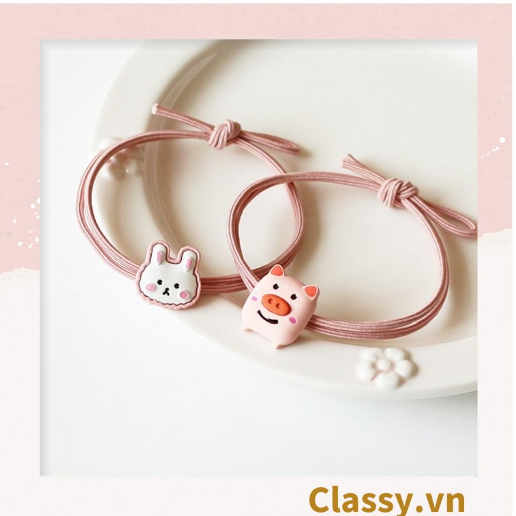 01 dây cột tóc Classy đính hình động vật chú cáo, chú vịt nhỏ, chú thỏ, chú heo bền chắc giá rẻ, nữ tính PK736
