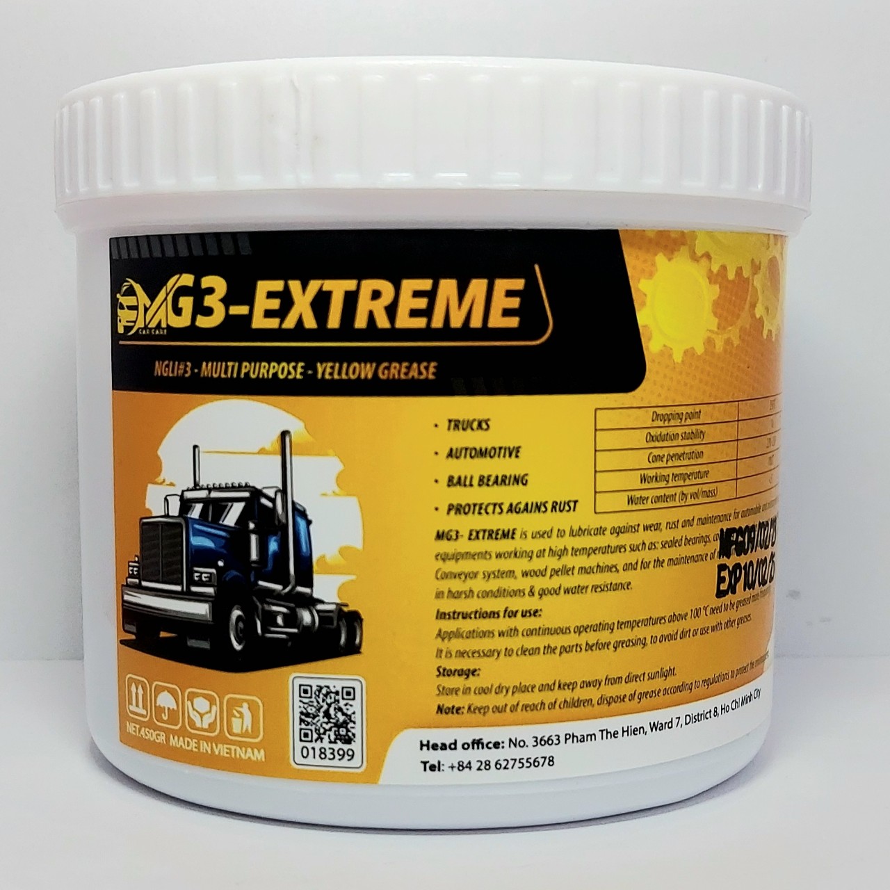 MỠ BÔI TRƠN ĐA DỤNG MÀU VÀNG MG3 EXTREME 450GR