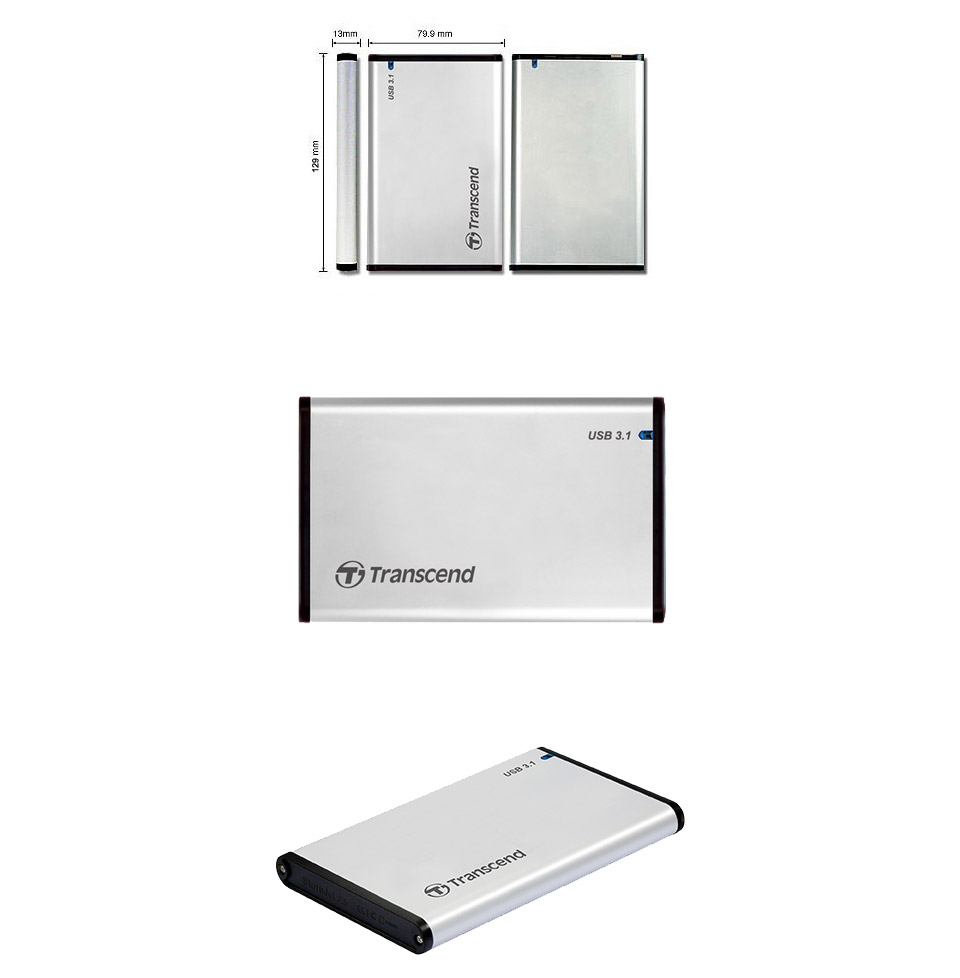 Box ổ cứng Transcend 2.5 inch USB 3.1 StoreJet 25S3 TS0GSJ25S3 - Hàng Chính Hãng