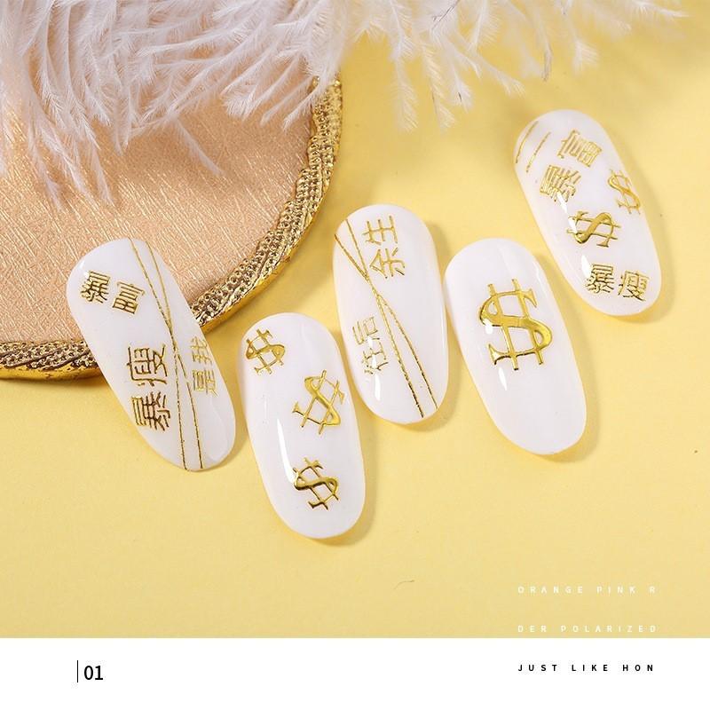 Sticker nails - hình dán móng 3D tiền vàng