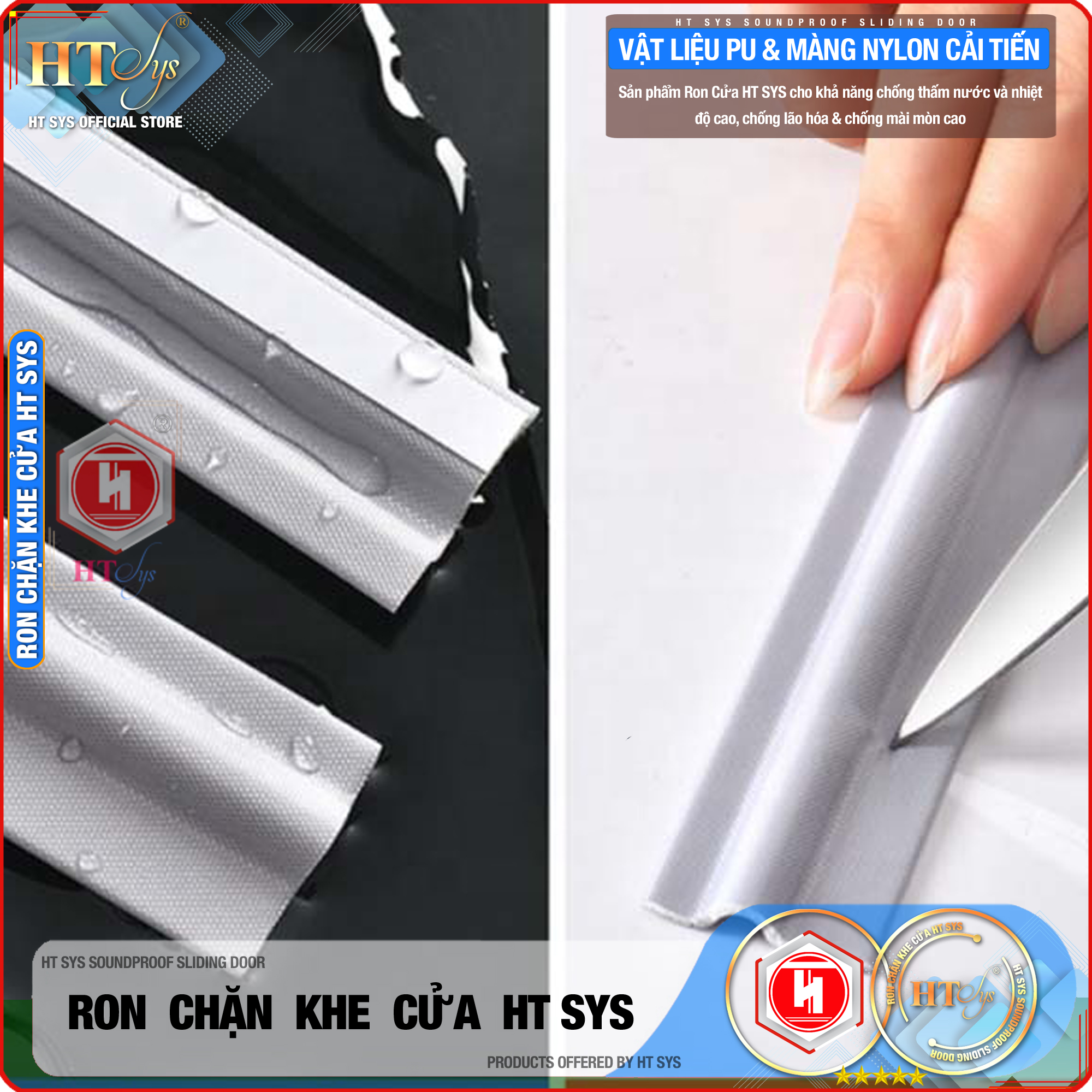 Ron chặn khe cửa HT SYS - Ngăn gió cách âm - Chống bụi, ngăn côn trùng, chống thoát khí điều hòa - Ron chặn khe cửa đa năng chất liệu PU cải tiến - Hàng Chính Hãng