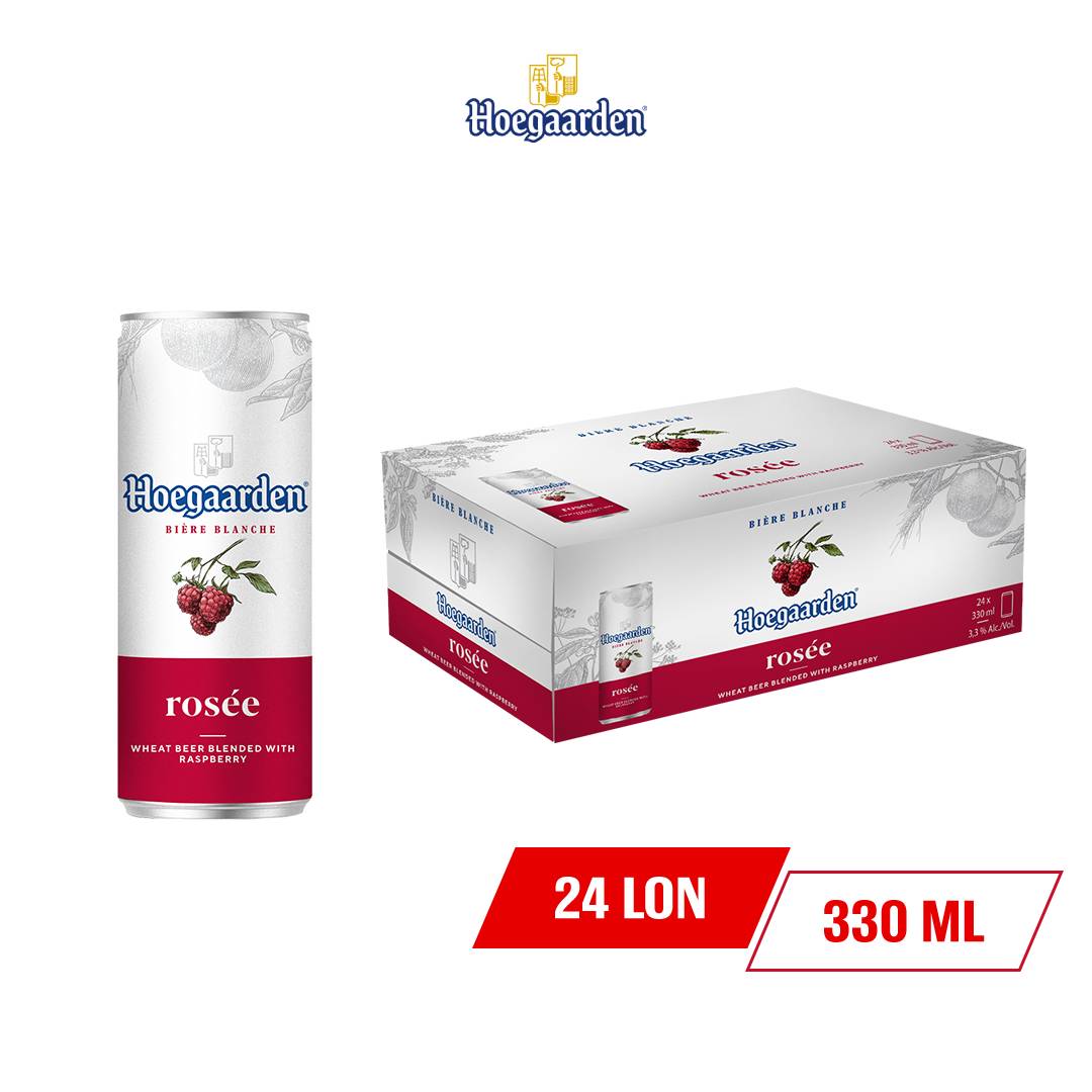 Thùng 24 lon bia Hoegaarden Rosee