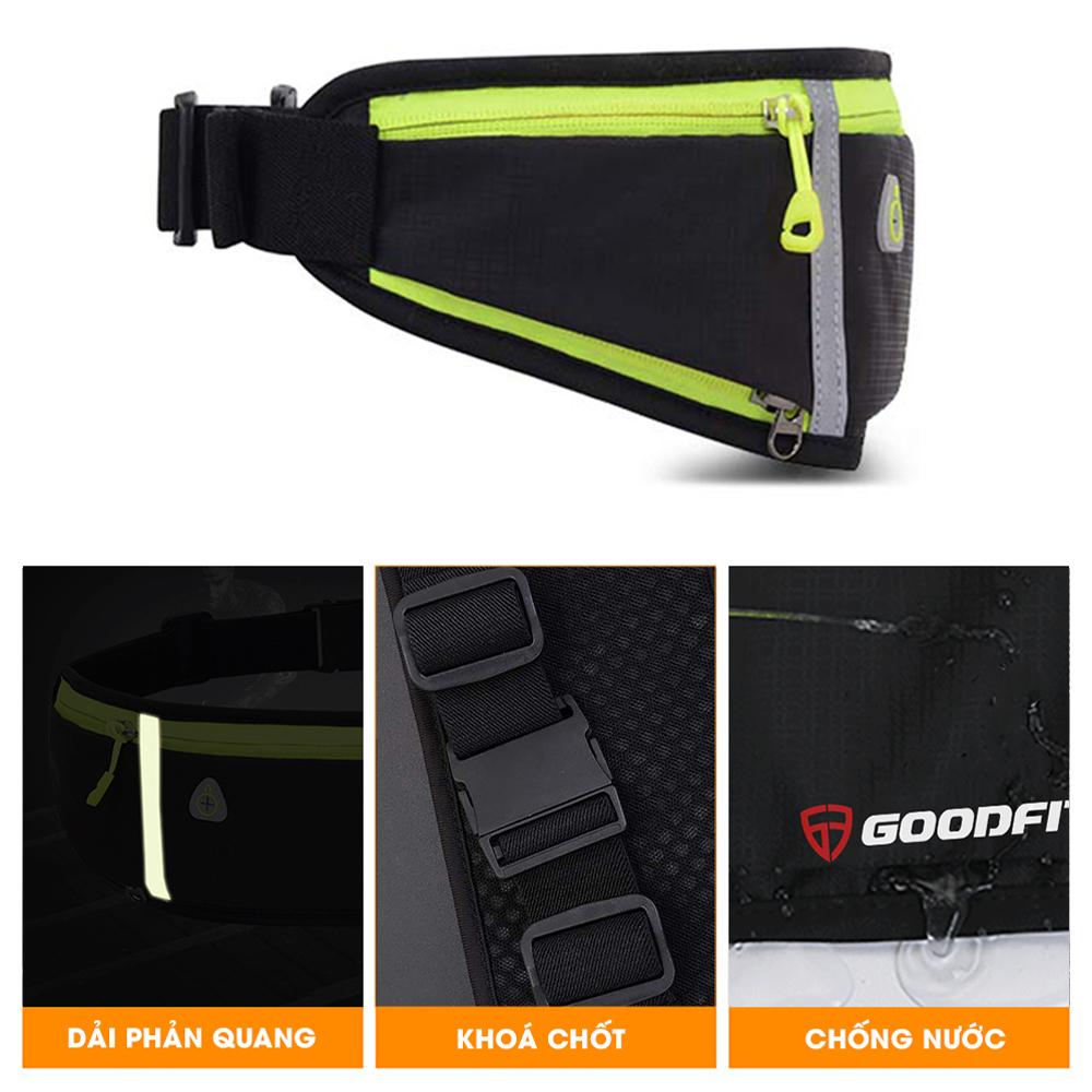 Túi đeo bụng chạy bộ chống nước, đai đeo điện thoại chạy bộ, túi đeo hông chạy bộ phản quang GoodFit GF106RB