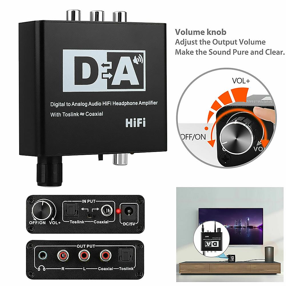 Bộ chuyển đổi âm thanh kỹ thuật số sang tương tự TosLink Tín hiệu đồng trục TOSLINK DECODER Sợi quang 5.1 Kênh R/L RCA bộ chuyển đổi âm thanh nổi 3,5mm