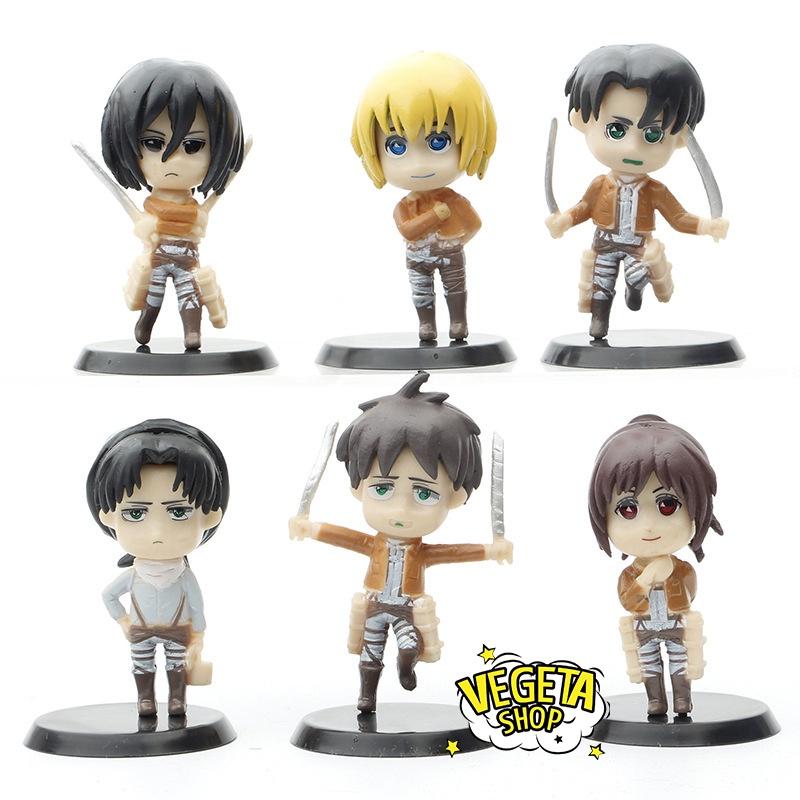 Mô hình Attack On Titan - AOT - Đại chiến Titan - 6 nhân vật Eren Mikasa Armin Sasha Levi Ackerman tự chọn - Cao 7,5cm