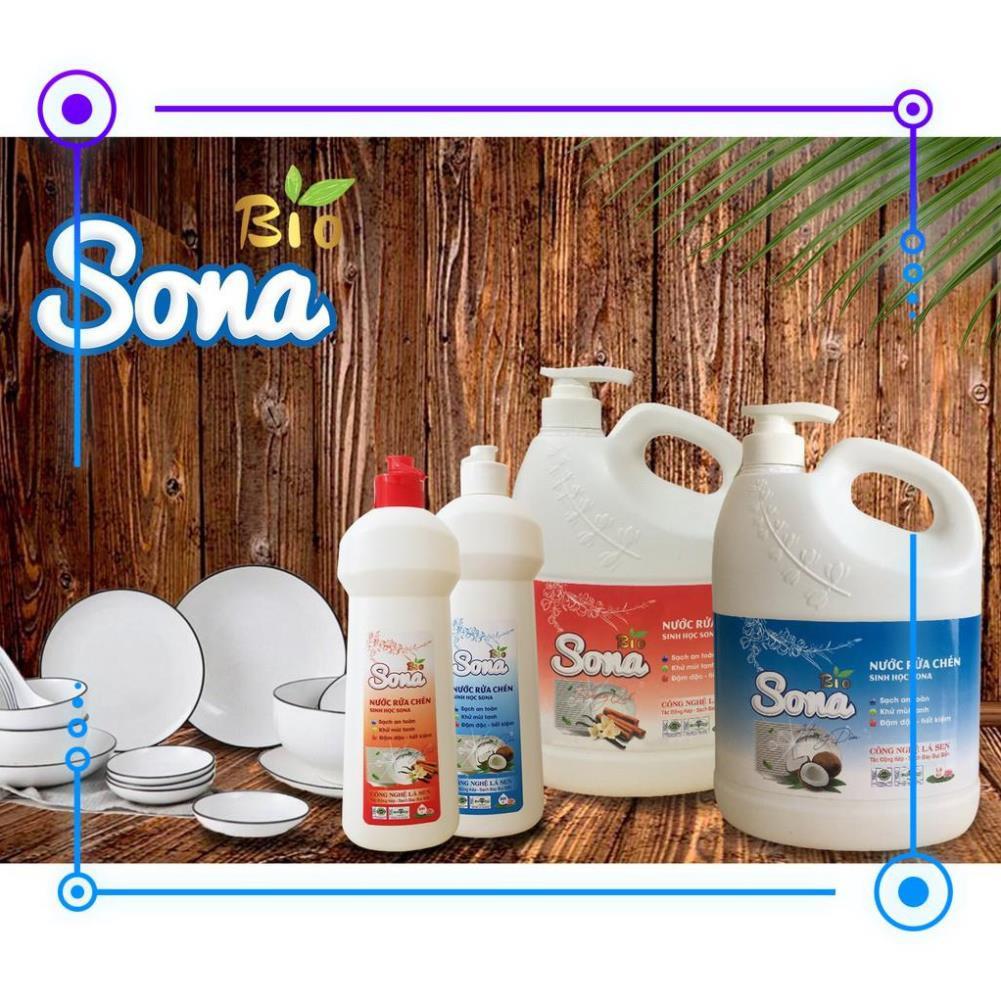 Nước Rửa Chén, Nước Rửa Bát Hữu Cơ Sona 800gr, Nước Rửa Bát Sinh Học Bảo Vệ Da Tay