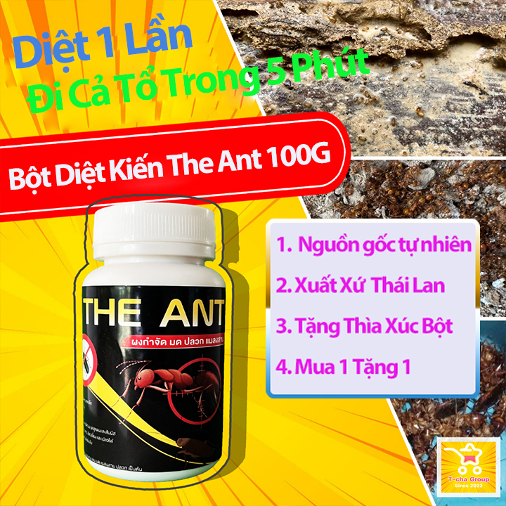 Bột Diệt Kiến Gián Mối THE ANTS 100g Nội Địa Thái Lan Dùng 1 Lần Diệt Cả Ổ Trong 5 Phút Tặng Thìa Xúc Bột