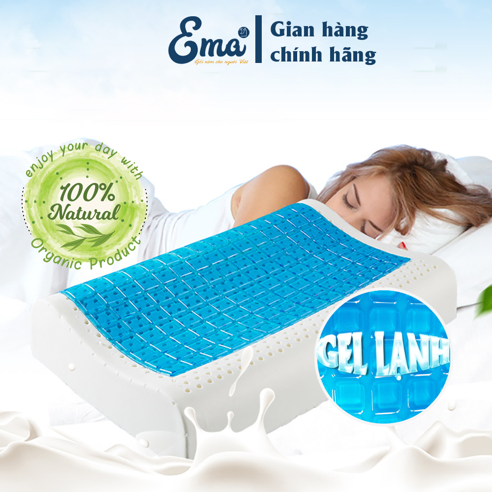 Gối cao su thiên nhiên cho người lớn Ema 60x40x12cm - Giảm đau mỏi vai gáy, tốt cho người thoái hóa đốt sống cổ