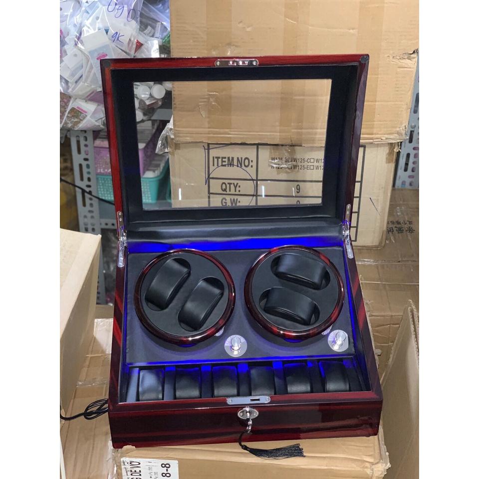Hộp đựng đồng hồ cơ 4 xoay 6 cố định cái có led cao cấp 0183