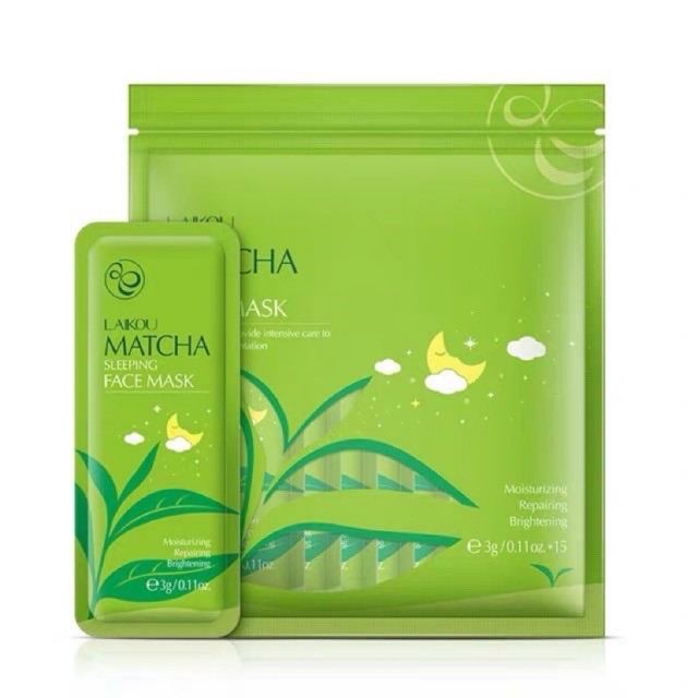 Bịch 15 Miếng Mặt Nạ Ngủ Trà Xanh Matcha Mud Mask Laikou