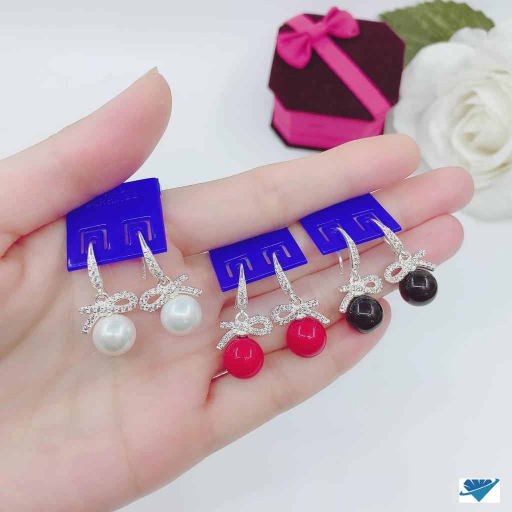 Bông tai nữ bạc ta móc nơ trai MS65a