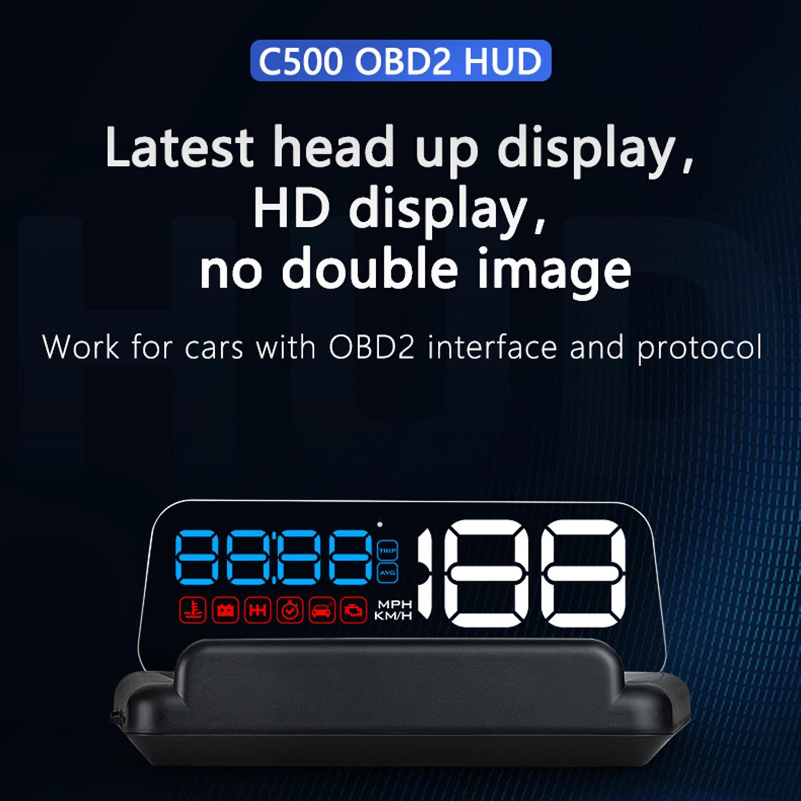 Car HUD Head up Display, Water Temp Alarm, 3D Tired Alarm, Windshield Projector, HUD Projection, Digital Speedometer, for All Cars