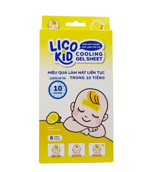 DÁN HẠ SỐT NHANH, GIẢM ĐAU, CHÙM MÁT LẠNH LICO KID CHANH - Hộp 6 Miếng