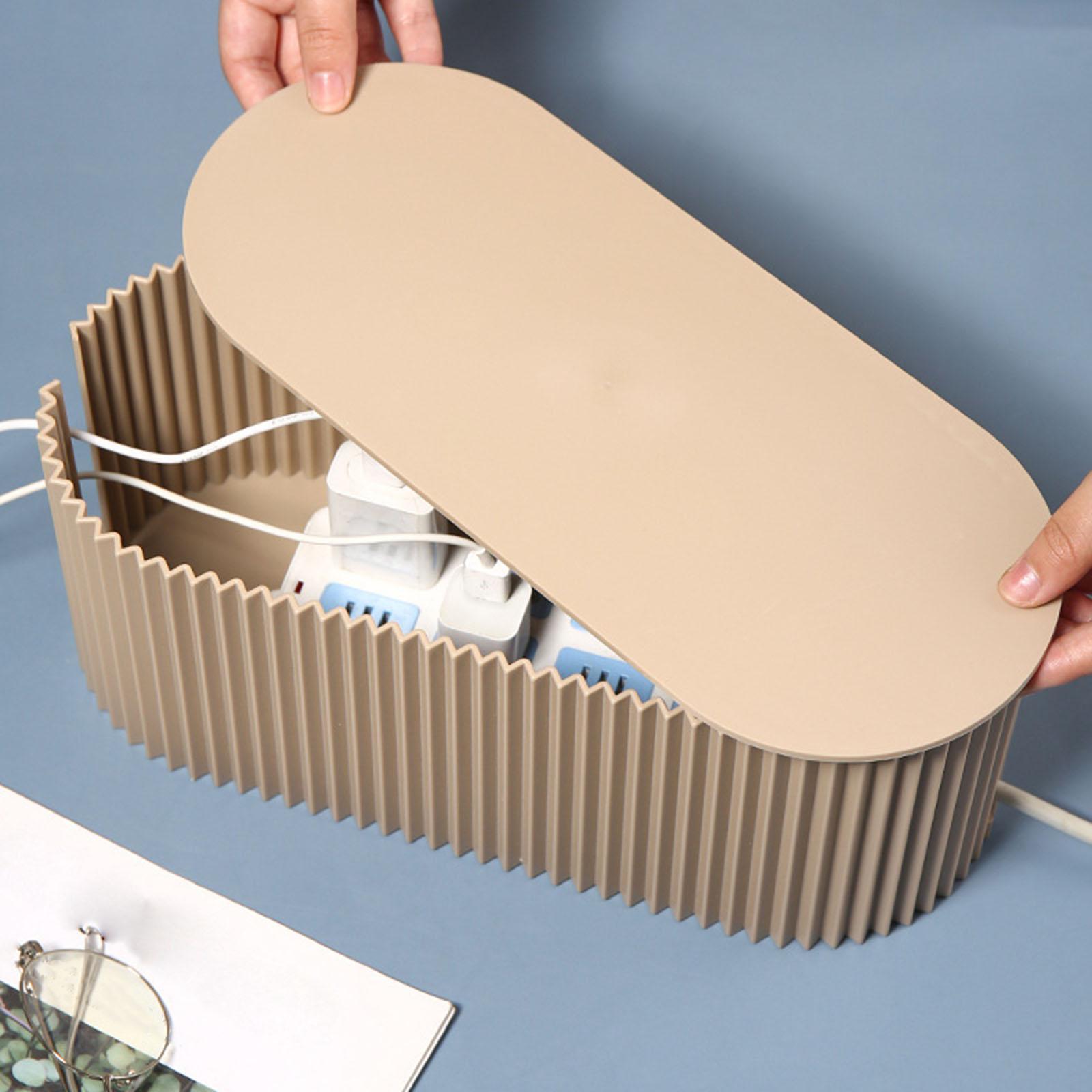 Cable Management Box Hide Conceal Cord Organizer Box for Computer Desk