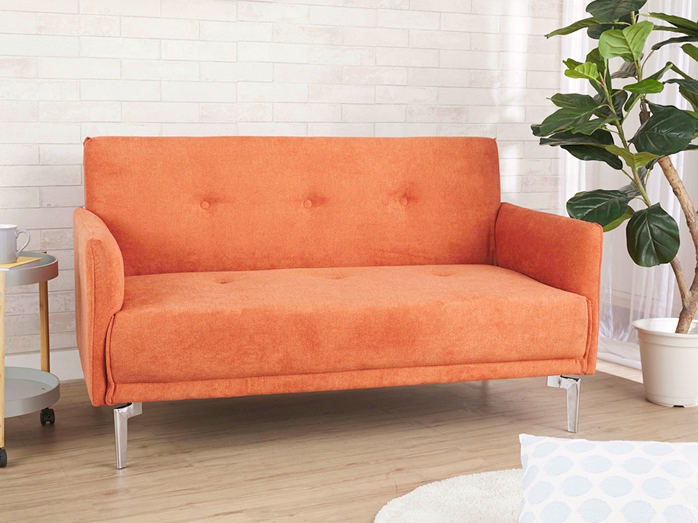 Ghế sofa đôi KURT khung gỗ và chân thép, đệm bọc vải cao cấp màu cam nổi bật | Index Living Mall -  Phân phối độc quyền tại Việt Nam