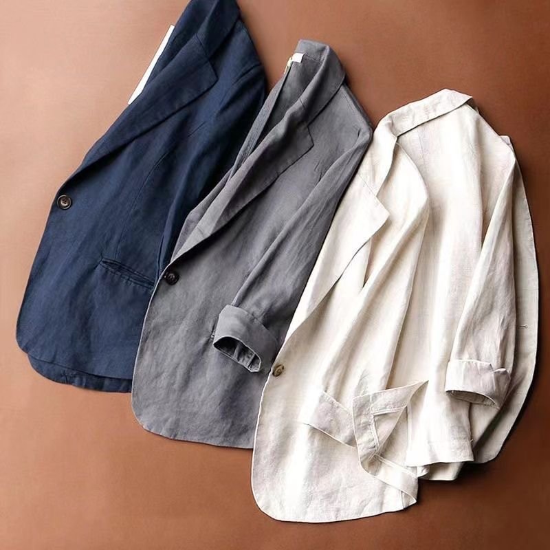 Áo Vest blazer nữ dáng lửng tay lỡ trẻ trung, chất vải Linen mềm mát, thích hợp Hè, Thu Bz11
