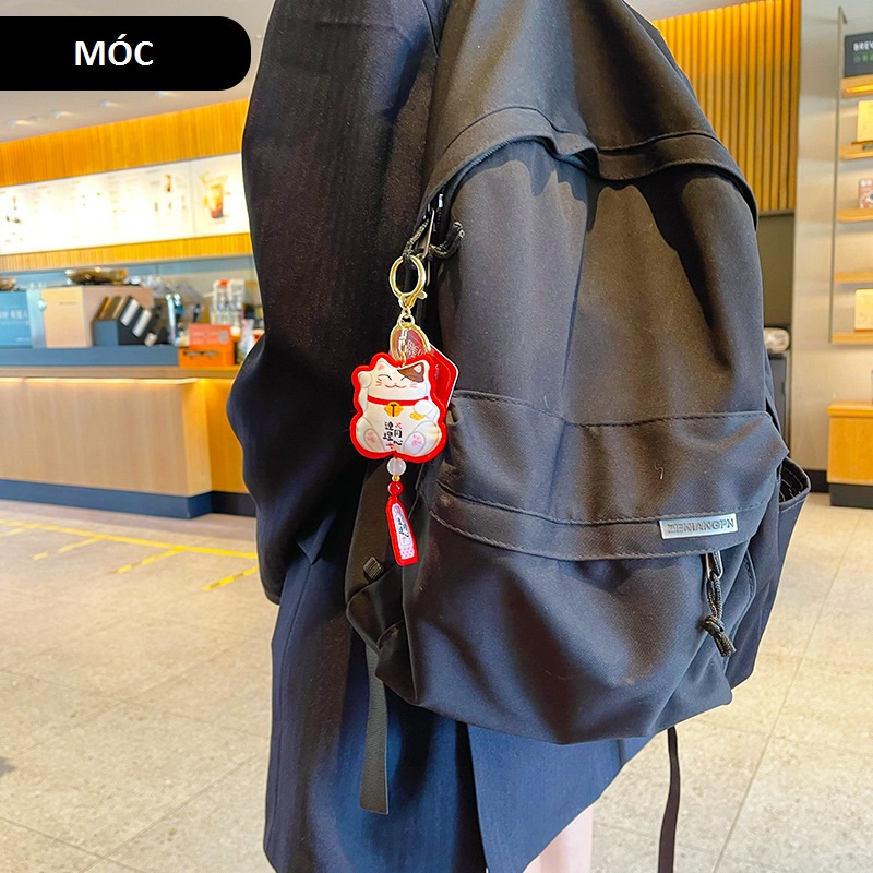 Móc khóa Mèo thần tài bằng vải thêu