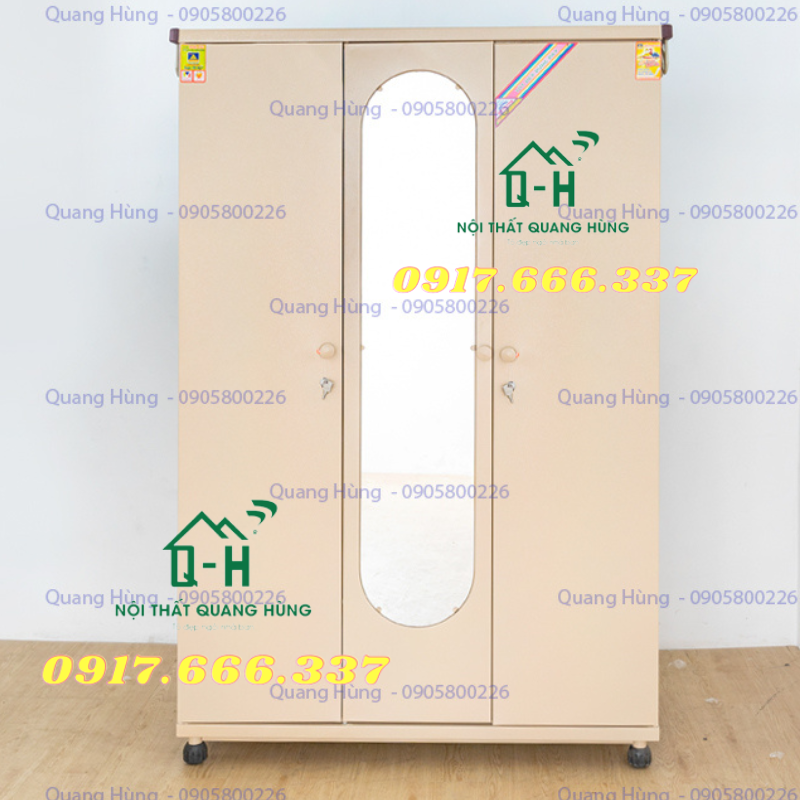 TỦ SẮT ĐỰNG QUẦN ÁO SƠN TĨNH ĐIỆN 3 CÁNH TH18K3 MÀU CÀ PHÊ DÀNH CHO GIA ĐÌNH