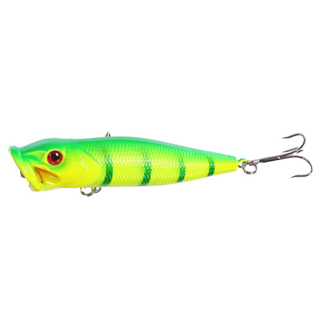 5pcs Artificial Fishing Topwater Floating Popper Lures Treble Hook Hard Bait Crankbait