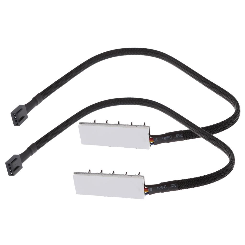 2Pcs 5 Way Sleeved PWM Fan Splitter Hub Cable for 12V Desktop 4Pin & 3Pin