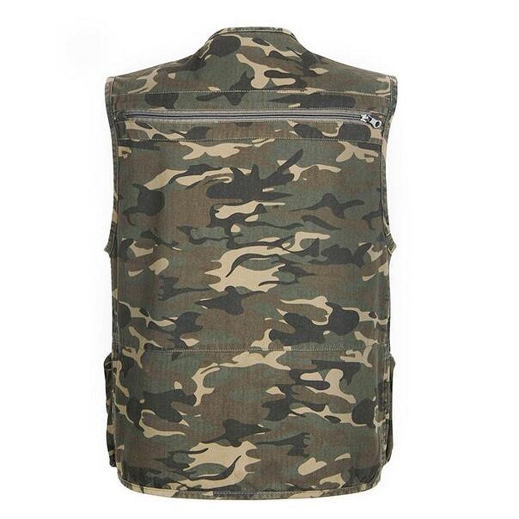 Men's Multi Pocket Camouflage Fishing Vest Jacket Summer Autumn Outdoor Hunting Travel Photography Waistcoat L-XXXXL