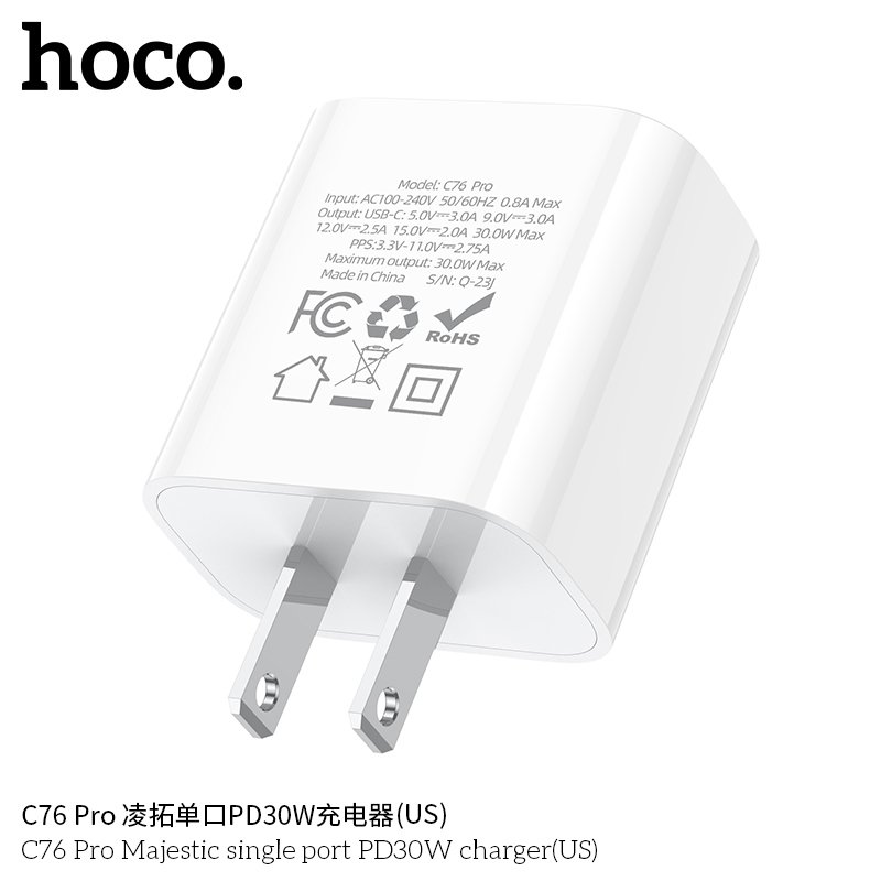 Hình ảnh Củ Sạc Nhanh PD 30W Cho Iphone và Android Hoco. C76 Pro cao cấp cổng sạc Type C hỗ trợ sạc nhanh dòng điện ổn định an toàn bảo vệ máy - Hàng Chính Hãng