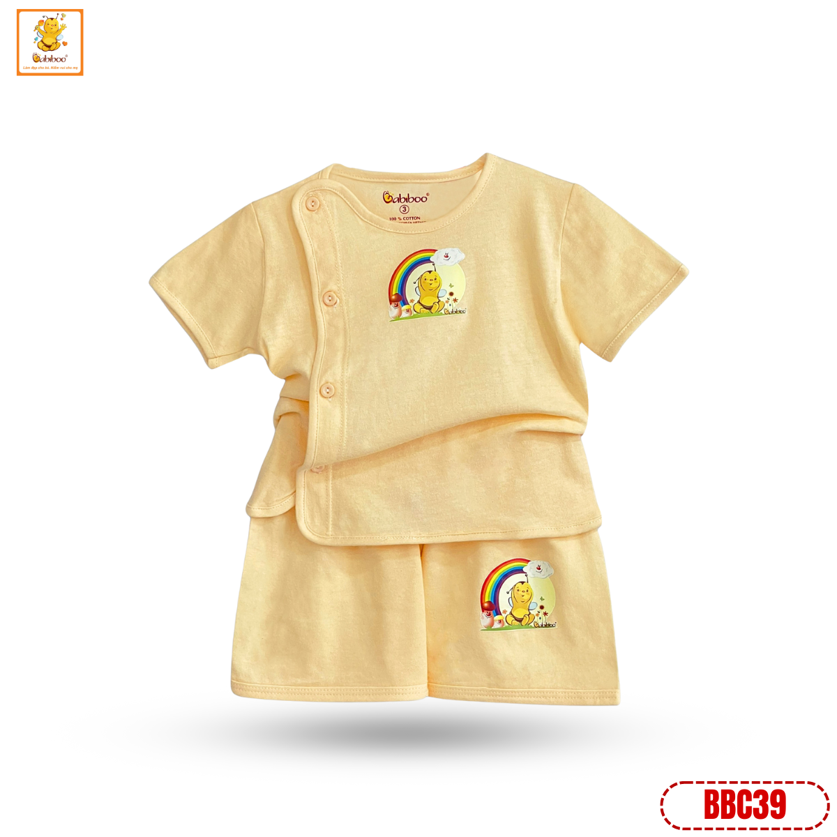 Đồ sơ sinh Babiboo bộ ngắn tay vải cotton mềm mịn, an toàn cho làn da (3kg-12kg)- BBC39
