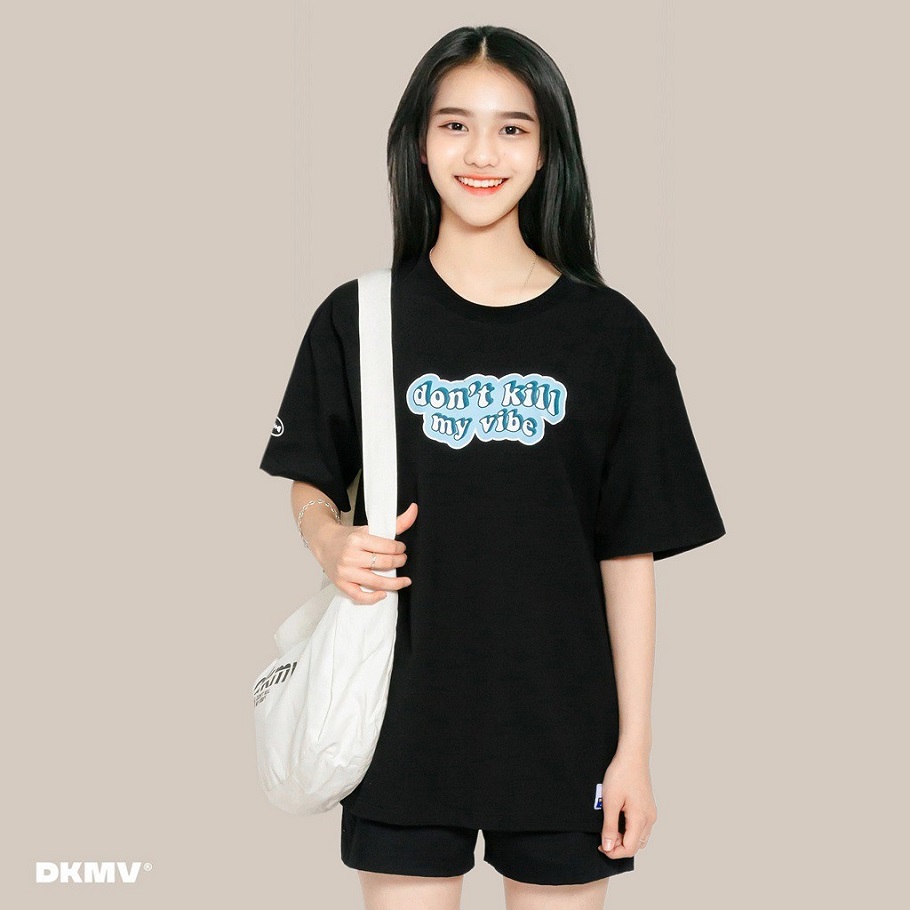 Áo thun nữ form rộng màu đen | DKMV Tee Azure-Black