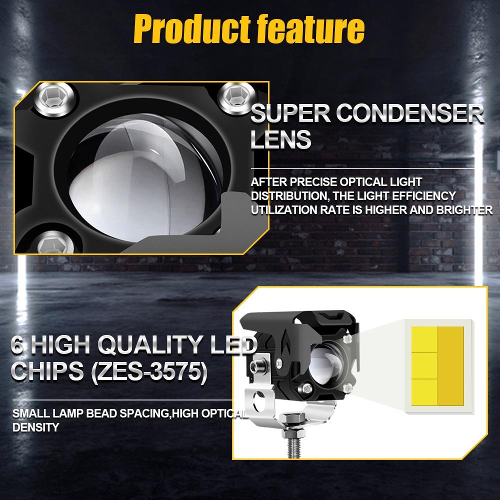 Set 2 đèn pha LED 12V 24V siêu sáng cho xe hơi/ xe tải/ xe máy