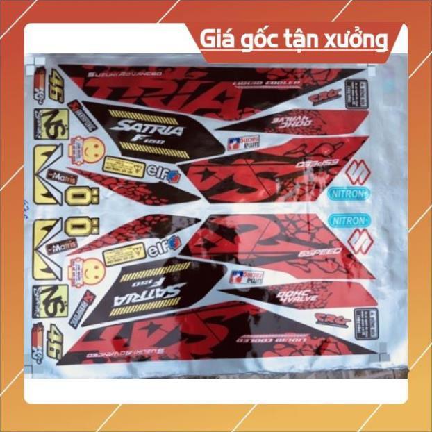 Tem rời Satria Fi 150 dán xe đỏ chất liệu Candy cao cấp ko bay màu