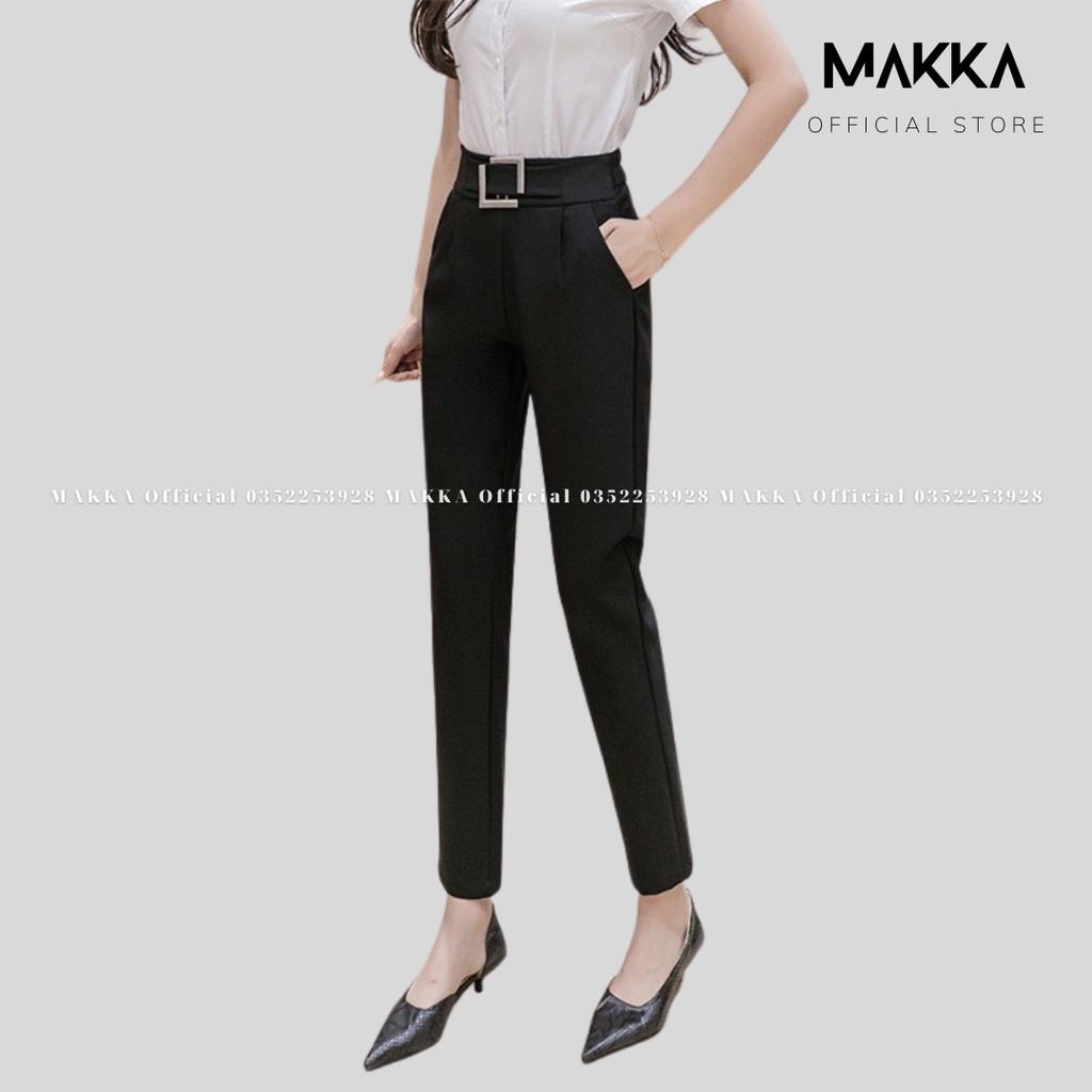 Quần baggy công sở nữ MAKKA baggy đai vuông khóa giọt lệ hông 834