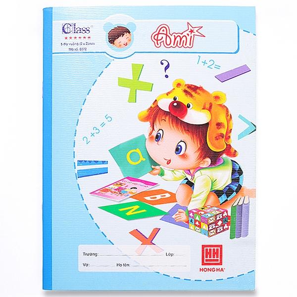 Vở Class Ami - 5 Ô Ly 96 Trang ĐL 100g/m2 - Hồng Hà TM-0372 (Mẫu Màu Giao Ngẫu Nhiên)