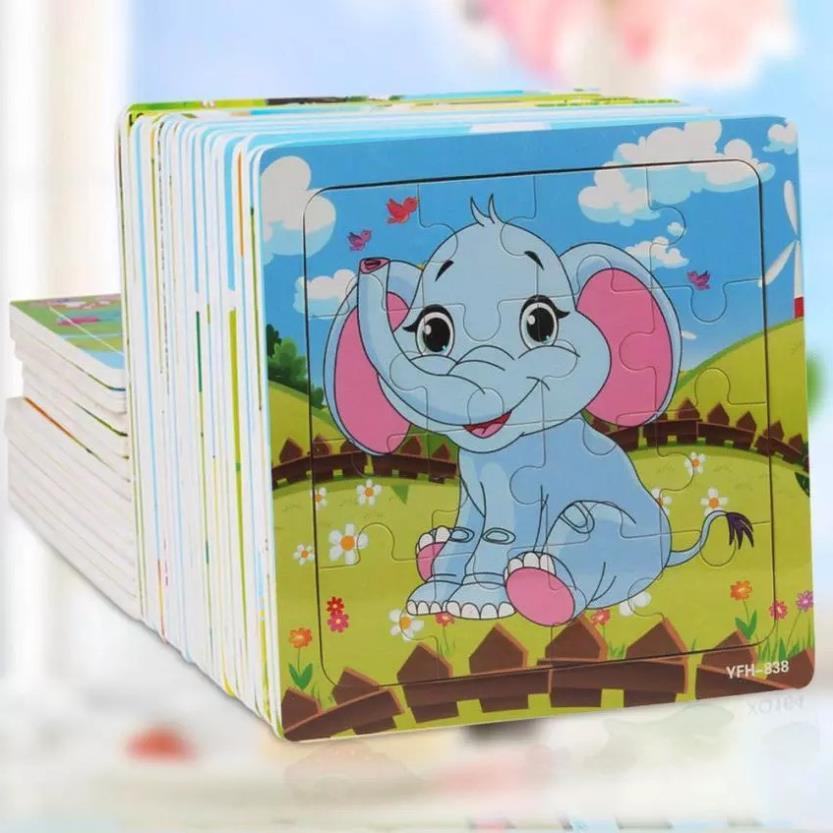 Bộ Đồ Chơi 5 Tranh Ghép Hình 16 Mảnh Ngẫu Nhiên Bằng Gỗ Cho Bé