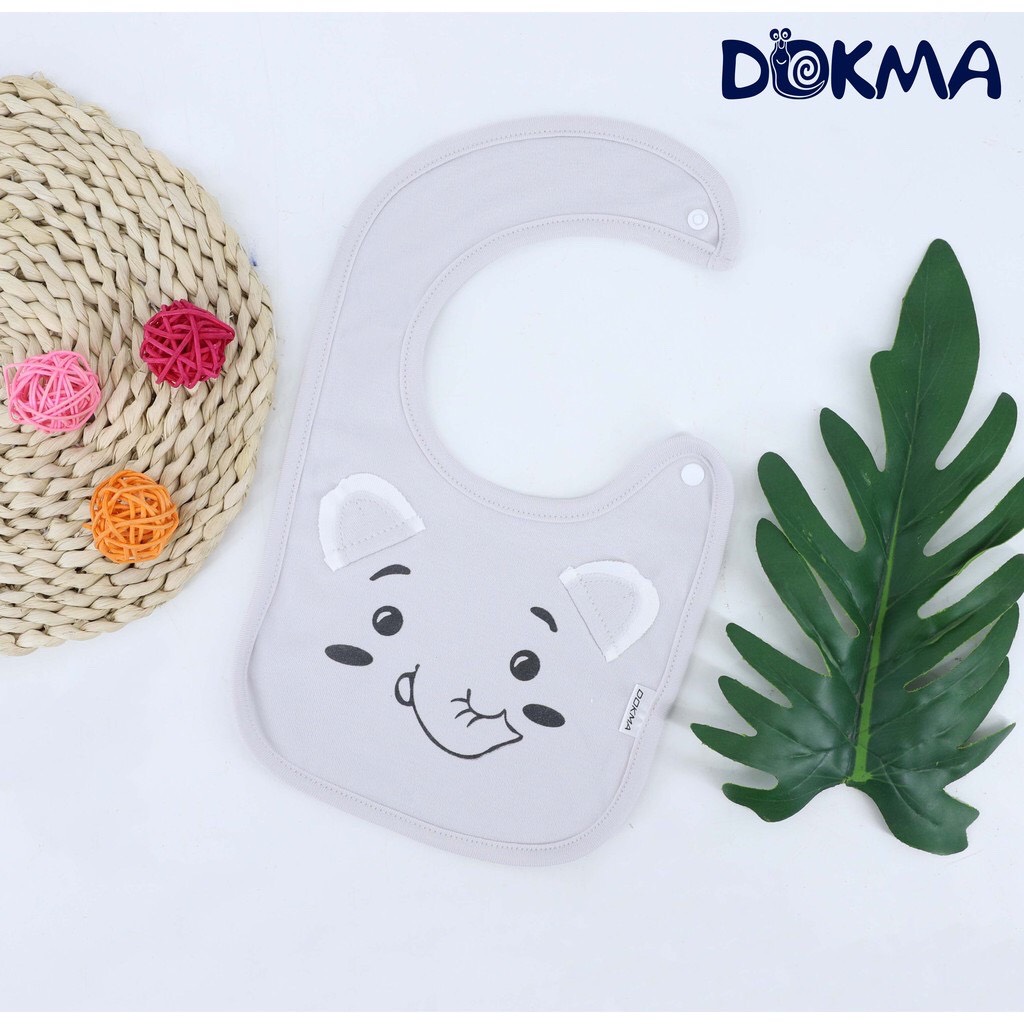 DS138 Yếm Cài Vai Phối Tai Dokma, Chất Liệu Cotton An Toàn Cho Da Bé