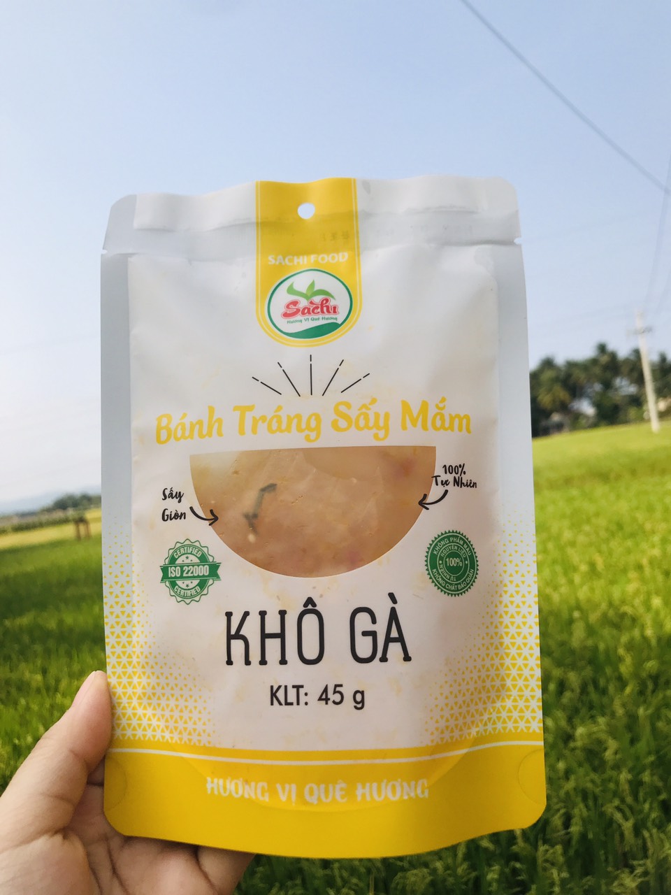 Bánh tráng Sấy mắm khô gà thùng 25 bì