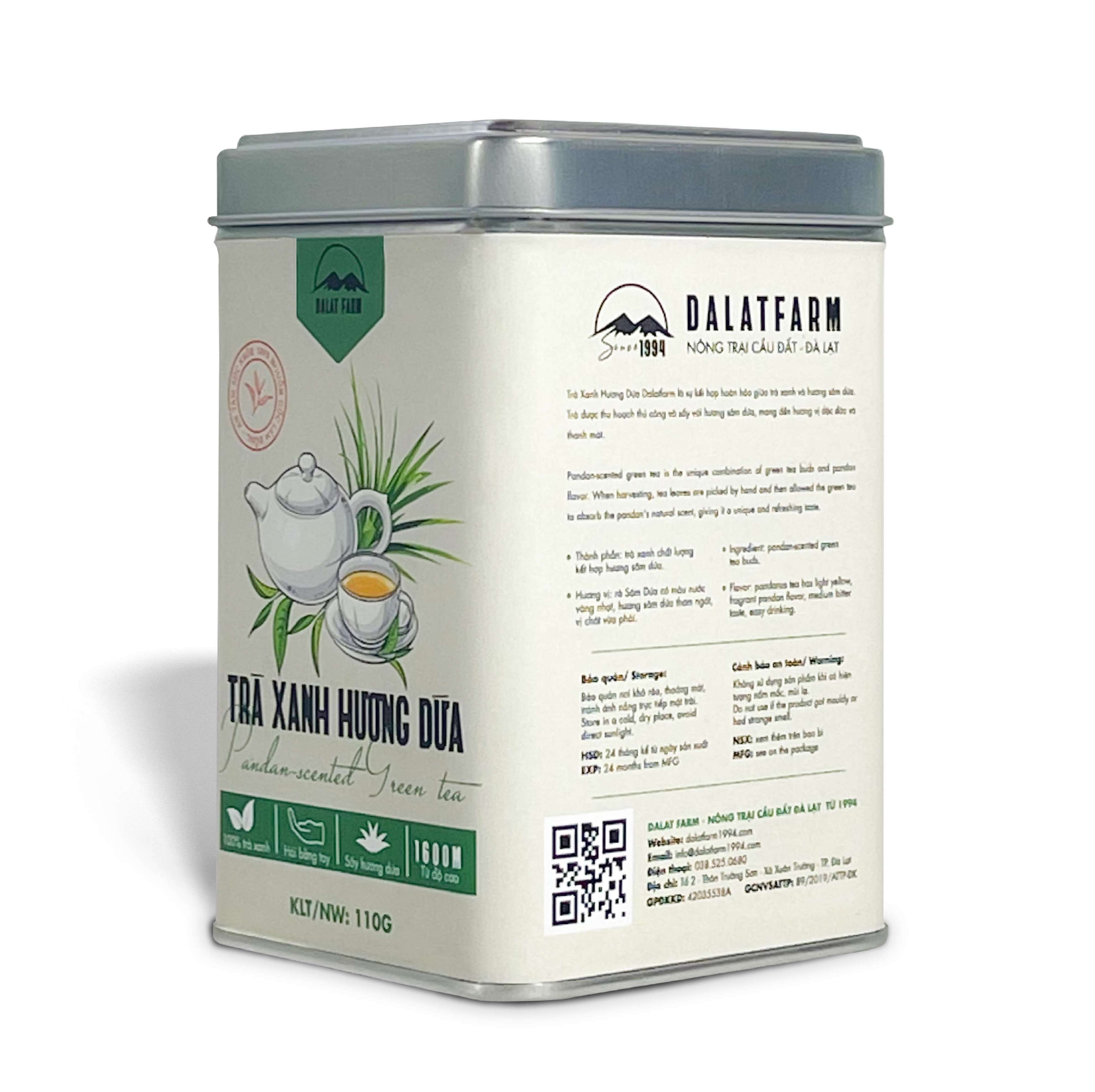 Trà Xanh Hương Dứa Dalatfarm - Hộp 110Gr